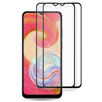 AMORUS 2 stk for Samsung Galaxy A04e 4G / F04 4G / M04 4G fullskjermbeskytter fulllim silkeutskrift herdet glass HD klar film - svart