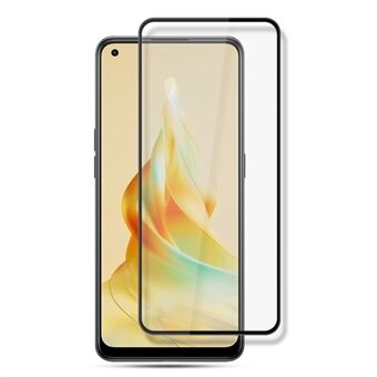 AMORUS For Oppo Reno8 T 4G silkeutskrift herdet glassfilm Anti-eksplosjon full skjermbeskytter - svart