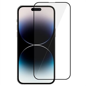 For iPhone 14 Pro Skjermbeskytter i herdet glass Full Cover Beskyttelse Silke Utskrift Front Screen Film