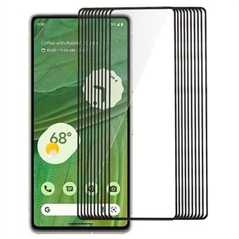 10 stk / pakke herdet glass skjermbeskytter for Google Pixel 7a, HD klar silke utskriftsfilm svart Edge