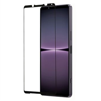 For Sony Xperia 1 V Silkeutskrift Full Glue Telefon Skjermbeskytter Herdet Glass Svart Edge Skjermfilm