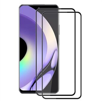 AMORUS 2 stk full limfilm for Realme 10 Pro 5G herdet glass silkeutskrift fullskjermbeskytter - svart