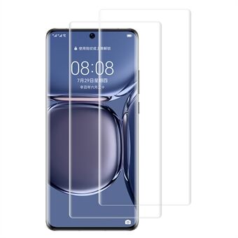 RURIHAI 2 stk / sett 3D buet UV-herdet glassfilm for Huawei P50 Pro Anti- Scratch skjermbeskytter (opplåsing med fingeravtrykk)