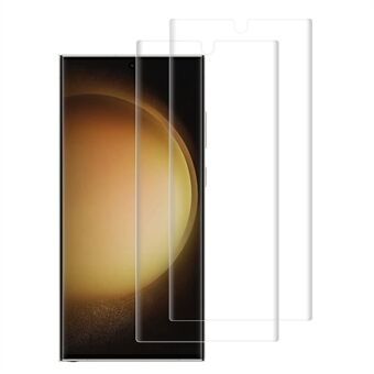 RURIHAI 2 stk / sett herdet glassfilm for Samsung Galaxy S23 Ultra, 0,3 mm 3D buet UV-skjermbeskytter (ultrasonisk opplåsing med fingeravtrykk)