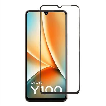 For vivo Y100 5G herdet glass film full lim full dekning anti- Scratch silke utskrift skjermbeskytter