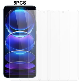 5 stk / pakke skjermbeskytter for Xiaomi Redmi Note 12 5G (Kina) / (India) / (Global) / Poco X5 5G , Ultra Clear 0,3 mm 2,5D herdet glass skjermfilm