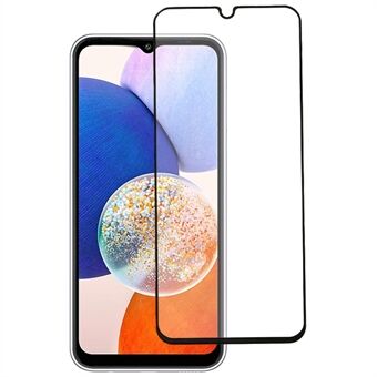 For Samsung Galaxy A14 5G / 4G lilla lys full lim herdet glass film svart Edge silke utskrift full skjermbeskytter