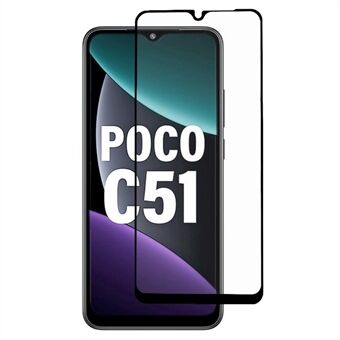 For Xiaomi Poco C51 4G Silkeutskrift Full Lim Full Screen Protector HD Klart herdet glass telefonfilm