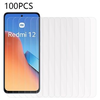 100 stk for Xiaomi Redmi 12 4G skjermbeskytter i herdet glass Ultra Clear Full Glue Telefonskjermfilm