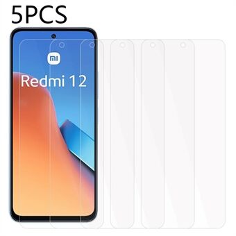 5 STK For Xiaomi Redmi 12 4G herdet glassfilm Eksplosjonssikker HD-klar telefonskjermbeskytter