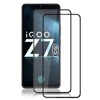 AMORUS 2 stk for vivo iQOO Z7 5G silkeutskrift fullskjermbeskytter herdet glass full limfilm - svart