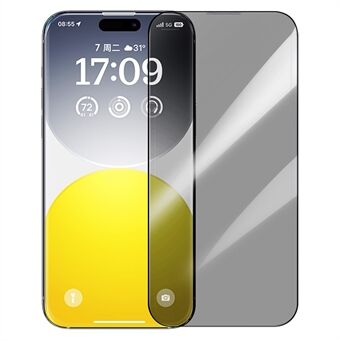 BASEUS Sapphire Series for iPhone 15 Pro Anti-spion Herdet Glassfilm Knusesikker Skjermbeskytter for Telefon