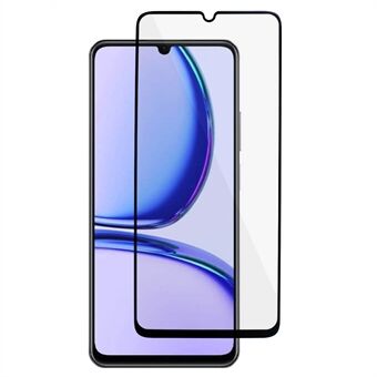 For Realme C51 galvanisert silkeutskrift svart Edge herdet glass skjermbeskytter full deksel Full lim HD-film