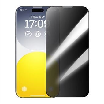 BASEUS Corning-serien for iPhone 15 Plus Anti-Spy Privacy Corning Gorilla Glass Film Full Cover Skjermbeskytter (med støvfilter)