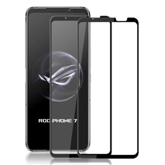 AMORUS 2 stk skjermbeskytter for Asus ROG Phone 7 5G , fulllim herdet glass silkeutskrift HD klar film - svart