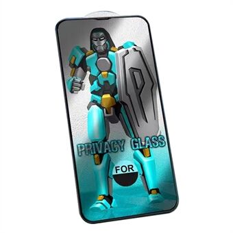 For iPhone 15 Pro Max MechWarrior 28 grader Anti-spion Herdet Glassfilm Anti-eksplosjon Skjermbeskytter