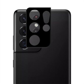 AMORUS For Samsung Galaxy S21 Ultra 5G kameralinsebeskytter silkeutskrift HD klart herdet glass Anti- Scratch linsefilm - svart