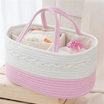 Babybleie Caddy Organizer Bomullstau Bærbar Barneroms Oppbevaringskurv, 38x25x17cm