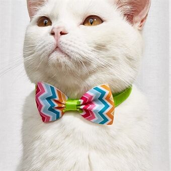 TG-HP109 Cute Wave Stripe Bowtie Fruktmønster trykt slips Kjæledyr Katt Hund Justerbare Halsbånd Sett