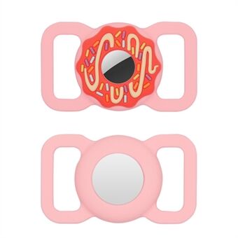 Donut silikondeksel for AirTag Bluetooth Tracker Beskyttelsesveske for hunder/katter kjæledyr (størrelse: L)