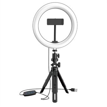 UN-206 8\'\' Dimbar LED- Ring med Stand og telefonholder Desktop Selfie Circle Lampe for YouTube Video Photography Makeup