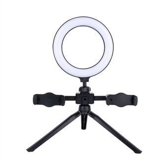 8-tommers LED- Ring Stand Studio Photo Video Live Broadcast Dimbart lys med doble telefonklemmer og metallgimbal