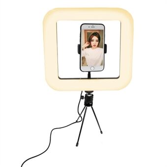 28cm 168-LED smarttelefonfoto Firkantet Ring Dimbar fotografistudiobelysningslampe med stativ