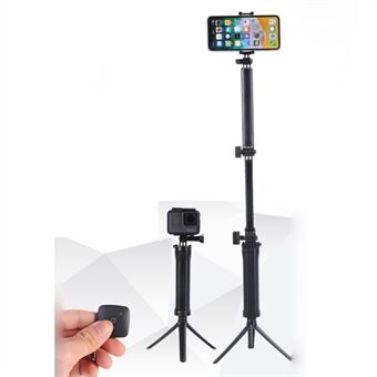 3-veis håndgrepsarm Bluetooth Selfie Stick Stativfeste Vanntett Monopod for GoPro 6/5/4 + / 3 + etc.