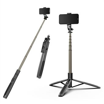 Q06 multifunksjons 1,56 m teleskopisk håndholdt Bluetooth Selfie Stick-stativstativ med Stand