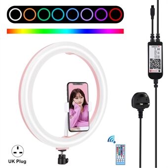 PULUZ 12 tommers RGB dimbar LED- Ring Vlogging Selfiefotografering Videolys med Cold Shoe Tripod Ball Head & Telefonklemme