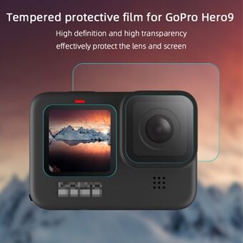 2 sett beskyttelsesfilm HD herdet glass skjermbeskytter for GoPro 9