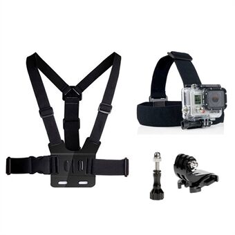 4 i 1 tilbehørssett med brystbelte, hodestropp for GoPro Hero 4/3 + / 3/2/1 SJ4000 / 5000/6000 / Xiaomi Yi