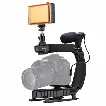 PULUZ U/C-form bærbar håndholdt DV-brakettstabilisator + LED studiolys + videohaglemikrofonsett