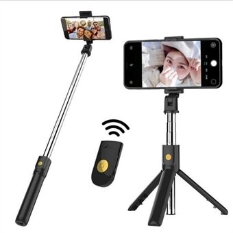 2-i-1 Selfie Stick Stativ Trådløs fjernkontroll Lukker Mobiltelefon Stand og holder for streaming av selfies Videoer Bilder Reise