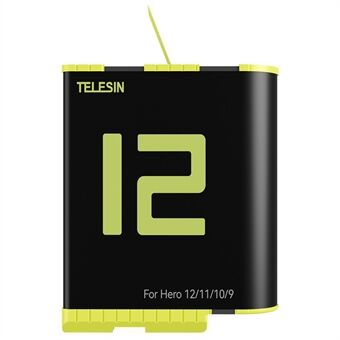 TELESIN Full Dekodingsbatteri for GoPro Hero 12 / 11 / 10 / 9 Actionkamera 1750mAh Erstatningsbatteri