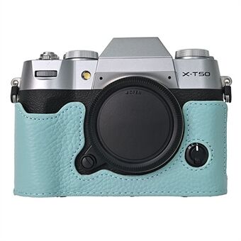 For Fujifilm X-T50 kamerabunn-deksel stor åpningsdesign ekte ku-skinnbeskytter