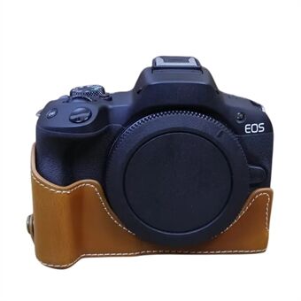 For Canon EOS R50 / R100 kamera, bunnhylse, stor åpningsdesign PU-skinn, halvkroppsveske