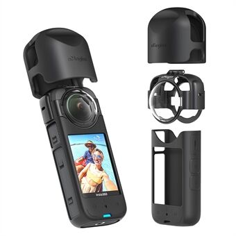 AMAGISN For Insta360 X3 Glass Anti-Fog Linsebeskyttelsesett med Silikon Linsehette, Kamerahus