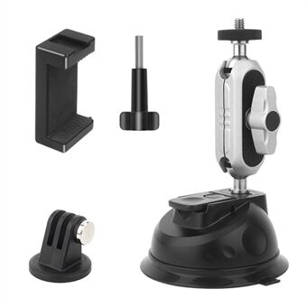 JUNNX JX-GP-07-C Sugekoppfeste for GoPro-serien, Insta360 Go3 Action-kamera bilfeste med telefonholder