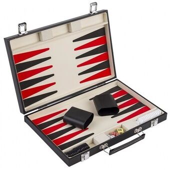 Backgammon Deluxe 36 cm syntetisk skinn svart